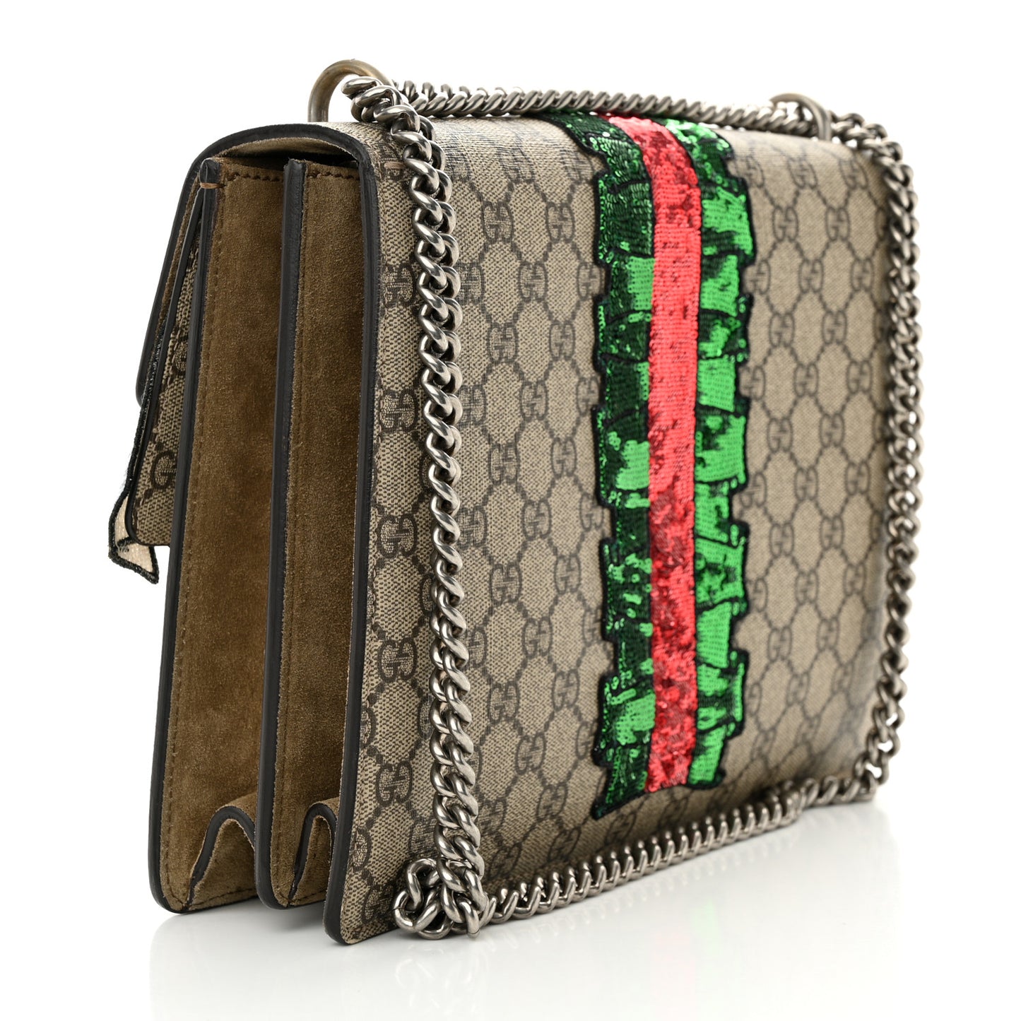 GG Supreme Monogram Lightning Embroidered Medium Dionysus Shoulder Bag Beige