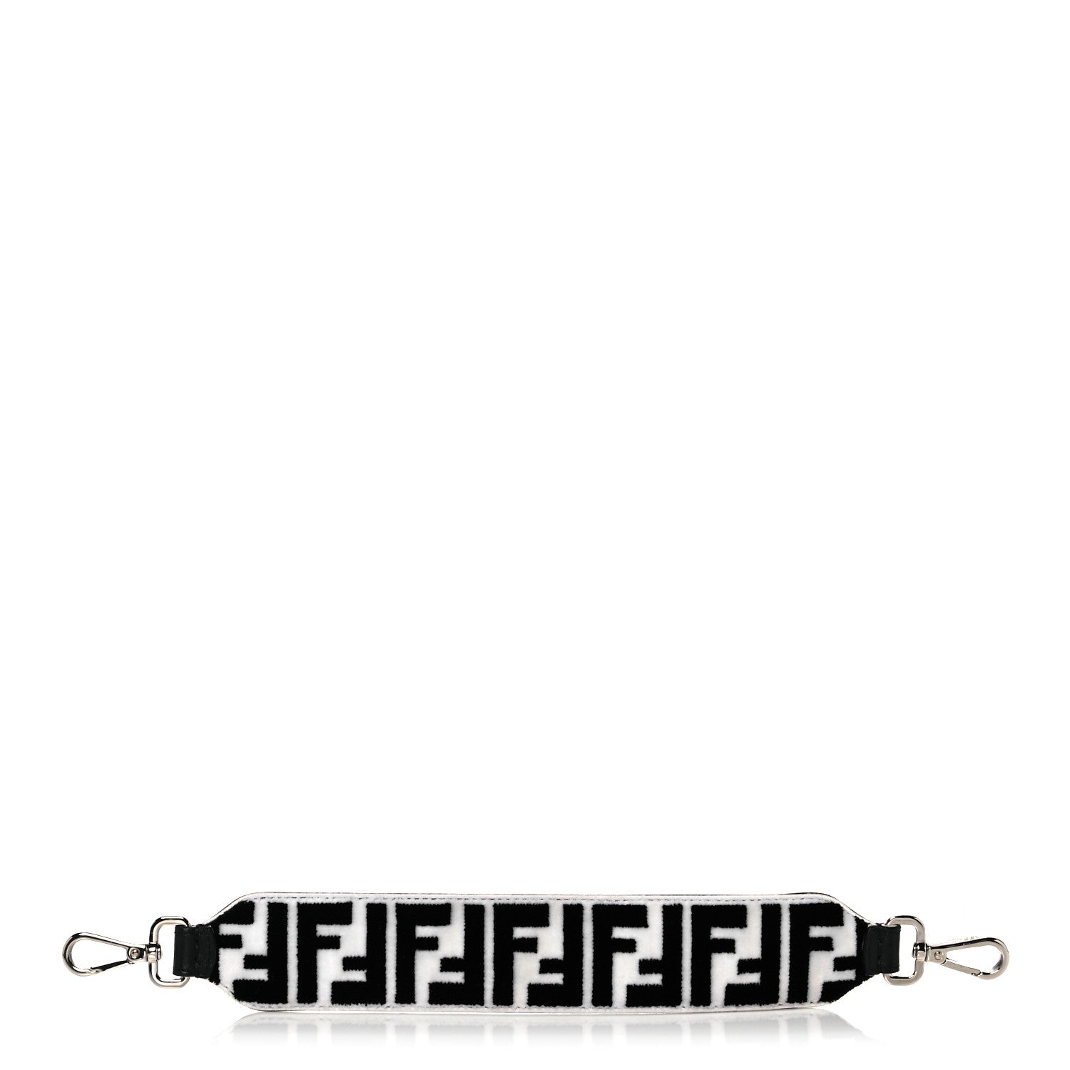 Fendi Velvet Tapestry Calfskin FF Reloaded Mini Strap You White Black 1 of 7