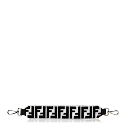 Fendi Velvet Tapestry Calfskin FF Reloaded Mini Strap You White Black 1 of 7