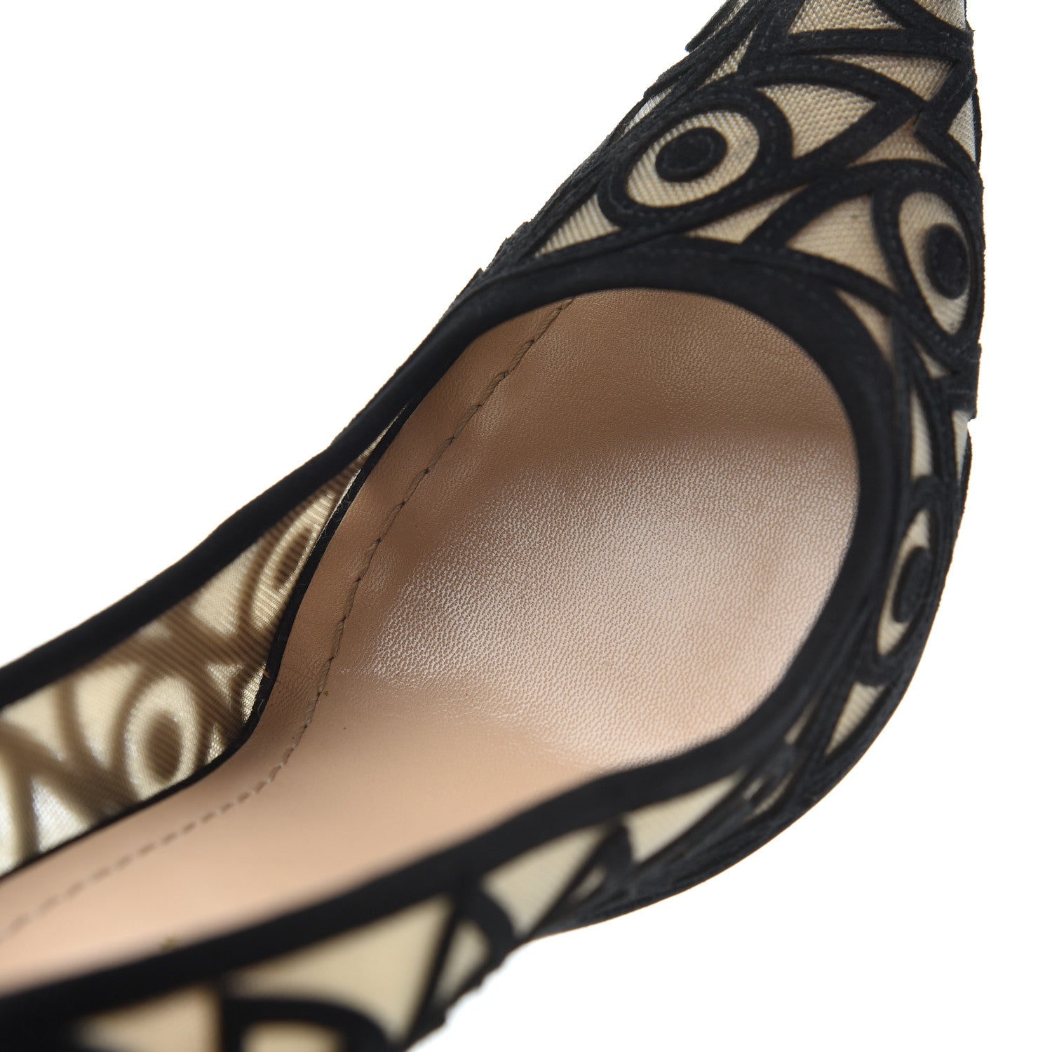 Christian Dior Suede Mesh Eye Embroidered D-Choc Pumps 38 Black 12 of 17