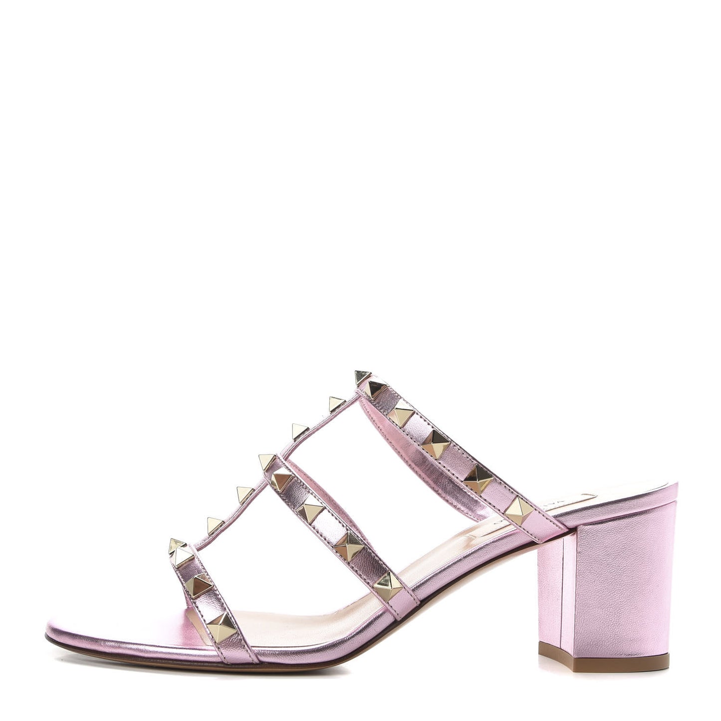 Metallic Nappa Rockstud 60mm Caged Slide Sandals 38 Giacinto