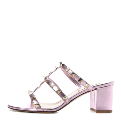 Valentino Garavani Metallic Nappa Rockstud 60mm Caged Slide Sandals 38 Giacinto 1 of 10