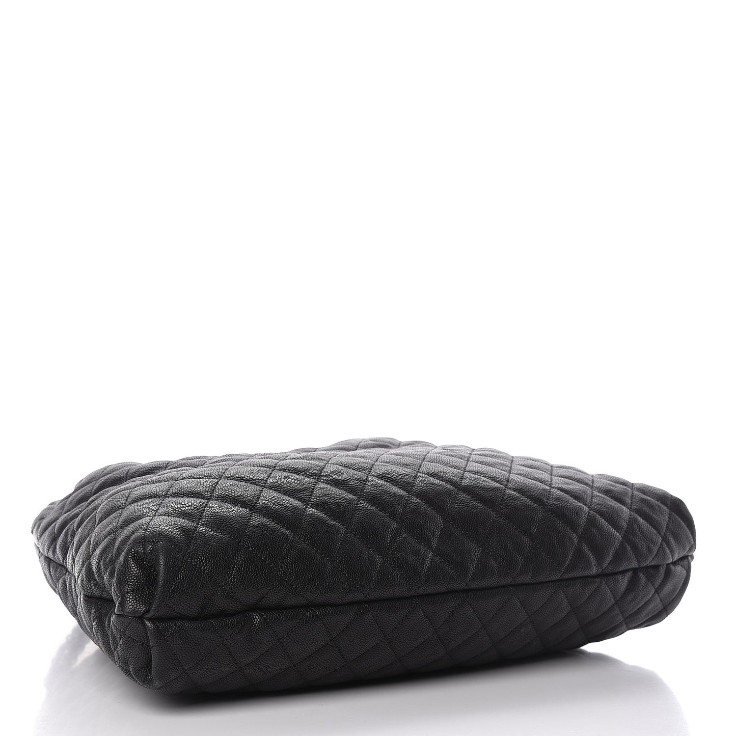 Distressed Glazed Caviar Quilted Large Elastic Tote Black