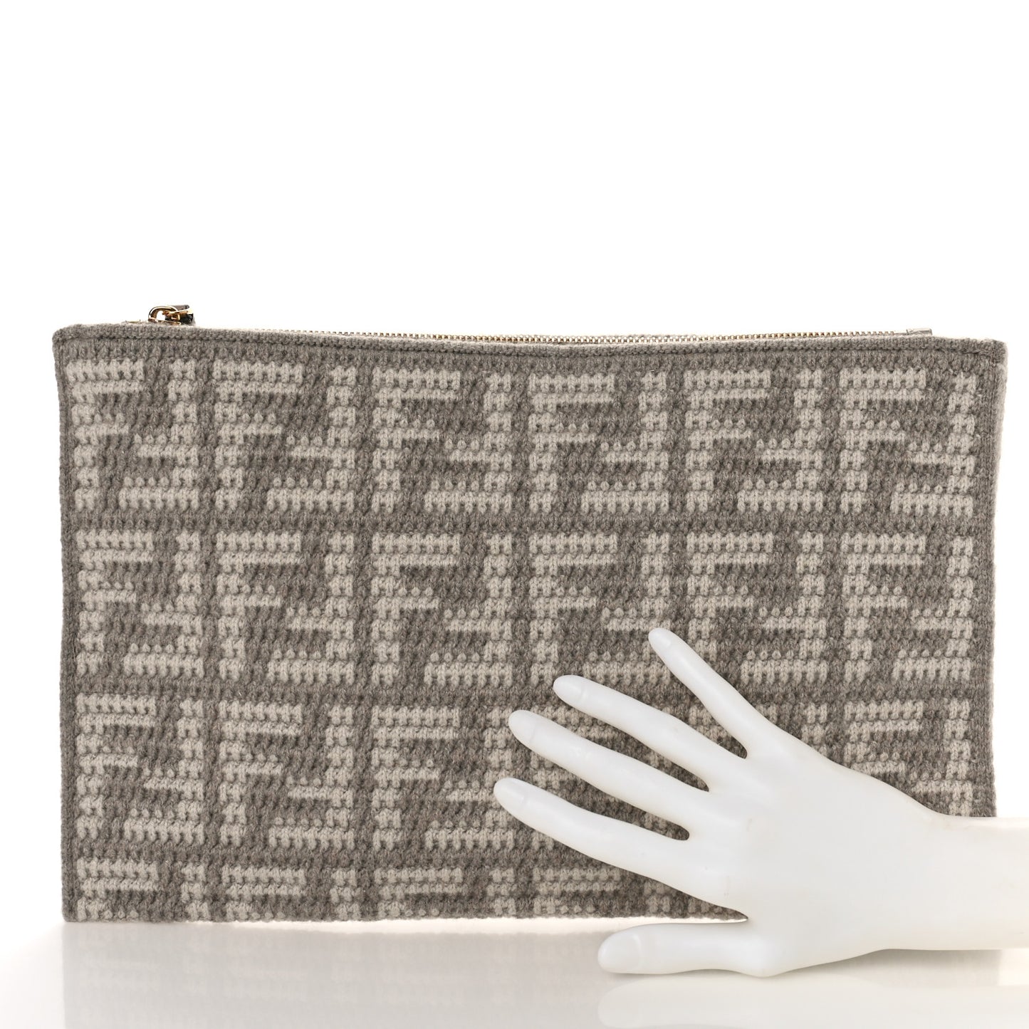 Fabric Calfskin FF Woven Large Flat Pouch Corda