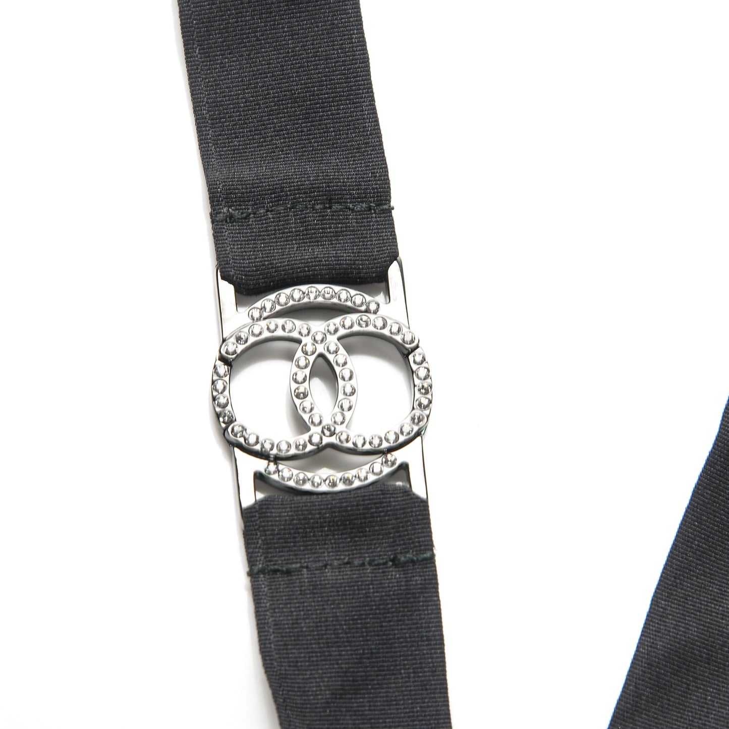 Crystal CC Emoji Robot Cat Lanyard Necklace Black Silver