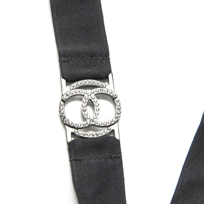 Chanel Crystal CC Emoji Robot Cat Lanyard Necklace Black Silver 5 of 5