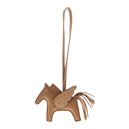 Hermes Milo Lambskin Matte Alligator Touch Grigri Rodeo Pegase Horse Bag Charm PM Chai 1 of 5
