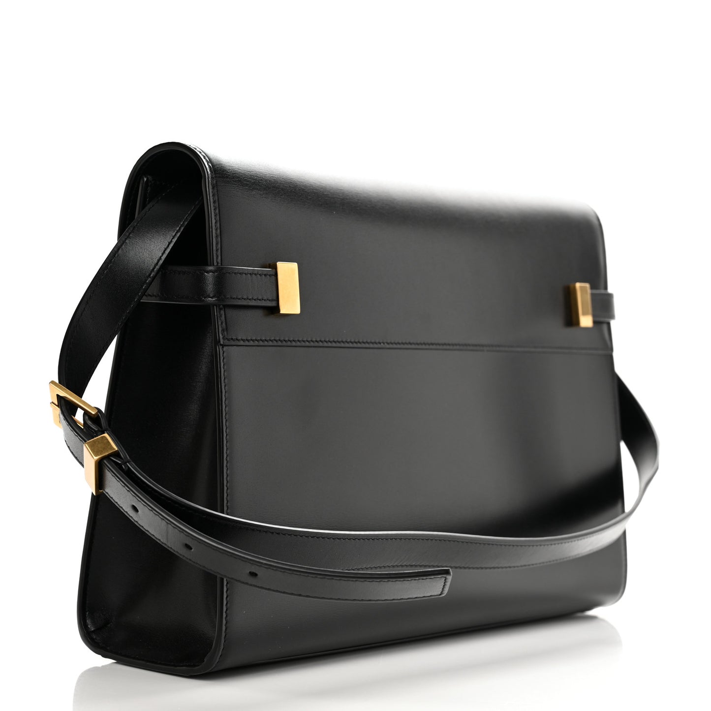 Smooth Calfskin Manhattan Shoulder Bag Black