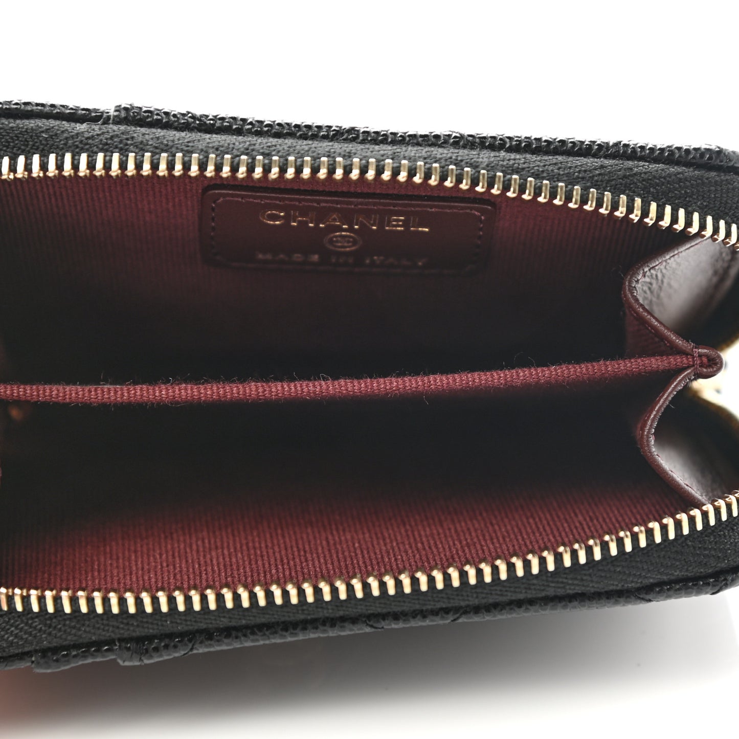 Caviar Quilted Zip Card Holder Black