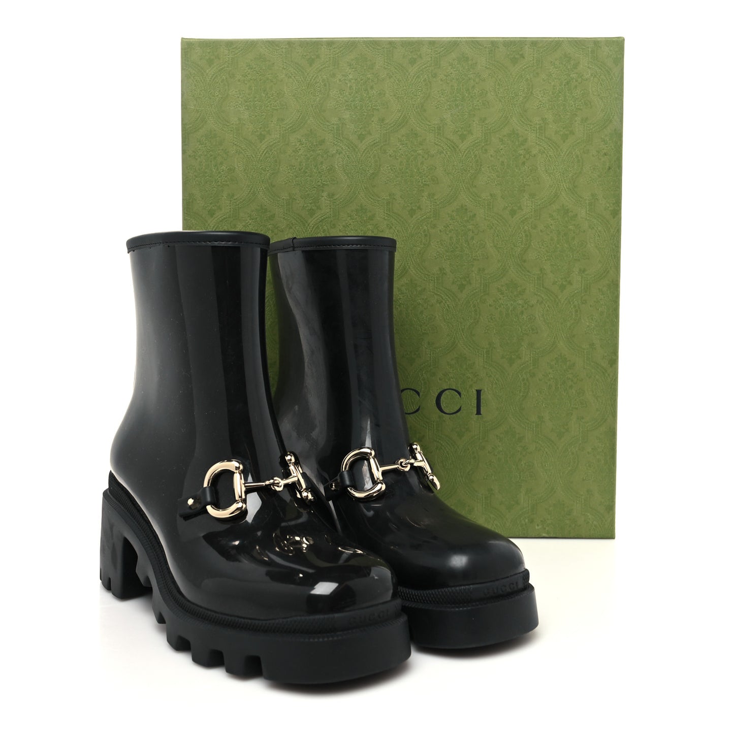 Rubber Womens Horsebit Ankle Boots 38 Black