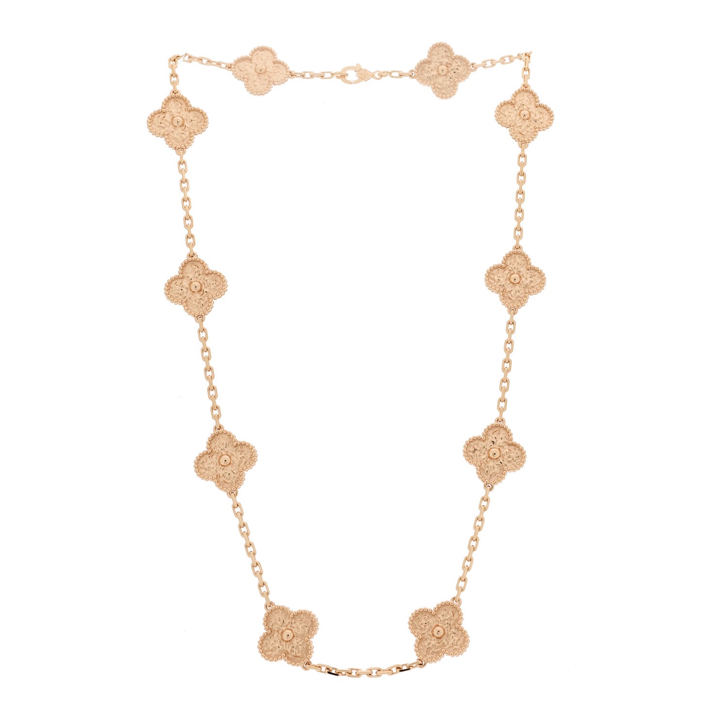 Van Cleef & Arpels 18K Rose Gold 10 Motifs Vintage Alhambra Necklace 3 of 6