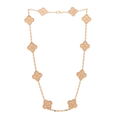 Van Cleef & Arpels 18K Rose Gold 10 Motifs Vintage Alhambra Necklace 3 of 6