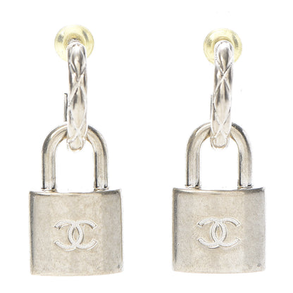 Chanel Metal Lock Drop Earrings Light Gold 1 of 5