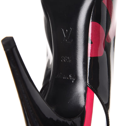 Louis Vuitton Patent Graffiti Slingback Pumps 38.5 Black Pink 9 of 11