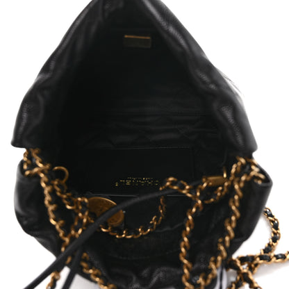 Chanel Shiny Caviar Quilted Monochrome Mini Chanel 22 Black 5 of 10