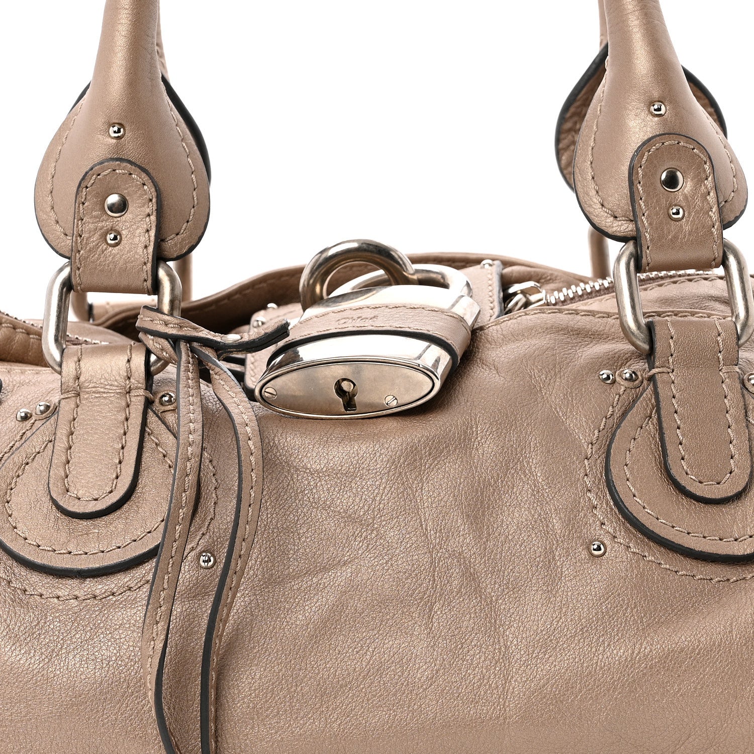 Chloe Metallic Calfskin Medium Paddington Satchel Taupe 8 of 14