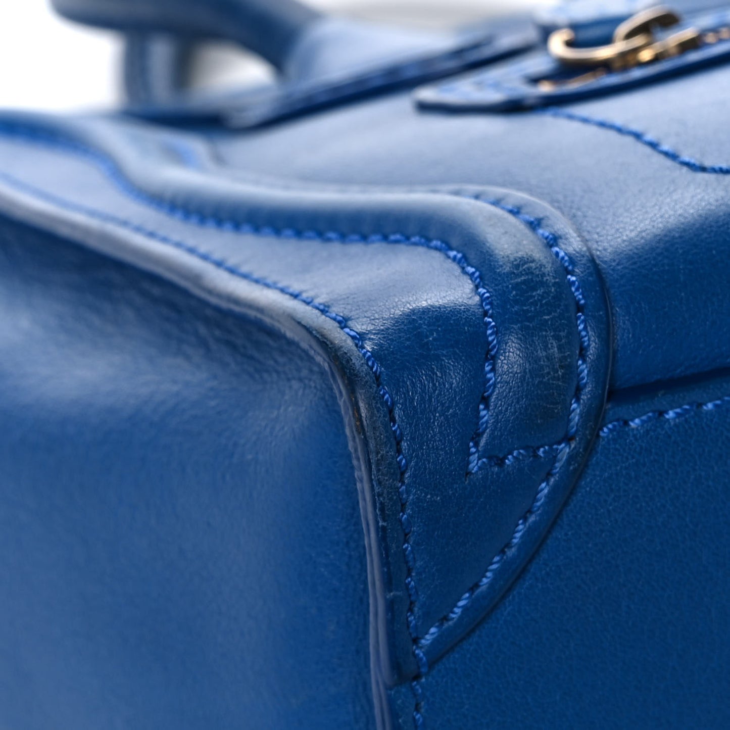 Drummed Calfskin Nano Luggage Indigo