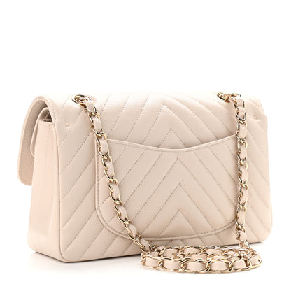 Chanel Caviar Chevron Quilted Small Double Flap Ivory 3 of 10