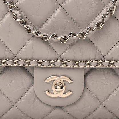 Chanel Crumpled Calfskin Medium Chain All Over Flap Grey 8 of 11