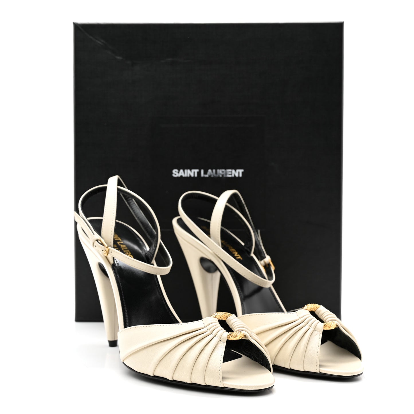 Calfskin Alma 95 Ring Sandals 38.5 Pearl