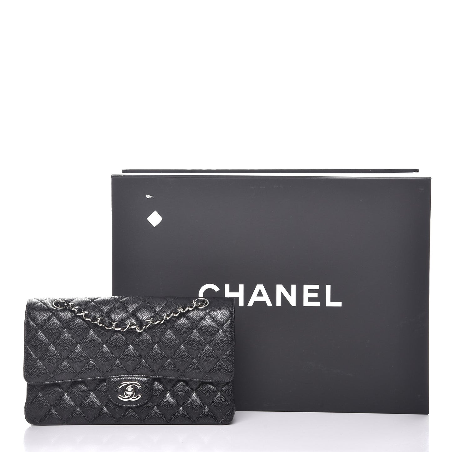 Caviar Quilted Medium Double Flap Black