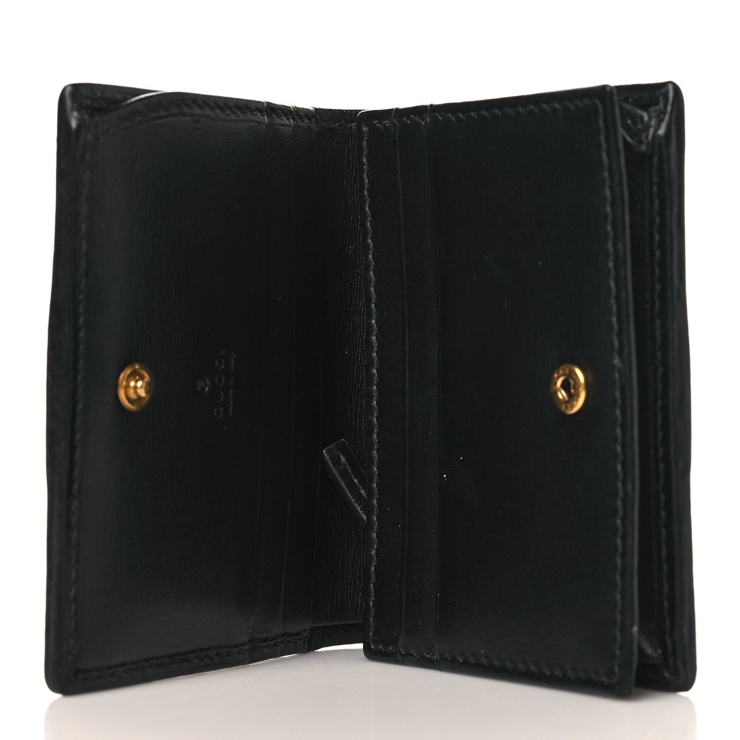 Calfskin Web Trapuntata GG Marmont Card Case Wallet Black