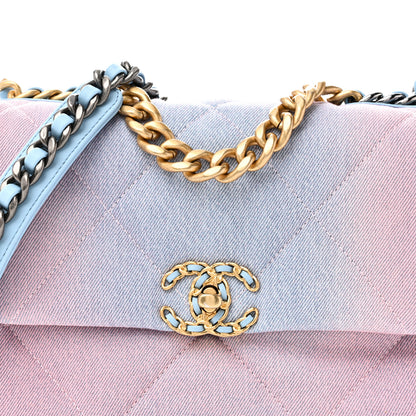 Chanel Denim Quilted Medium Chanel 19 Flap Blue Pink 8 of 11