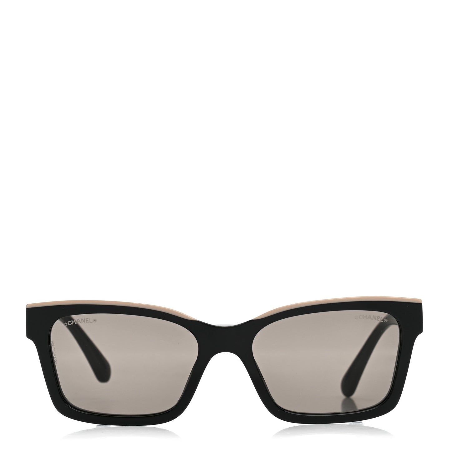 Acetate Logo Square Sunglasses 5417 Black Beige
