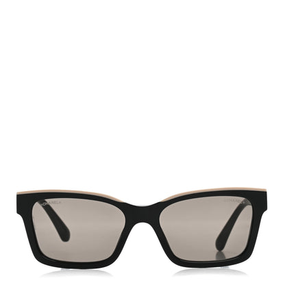 Chanel Acetate Logo Square Sunglasses 5417 Black Beige 2 of 8