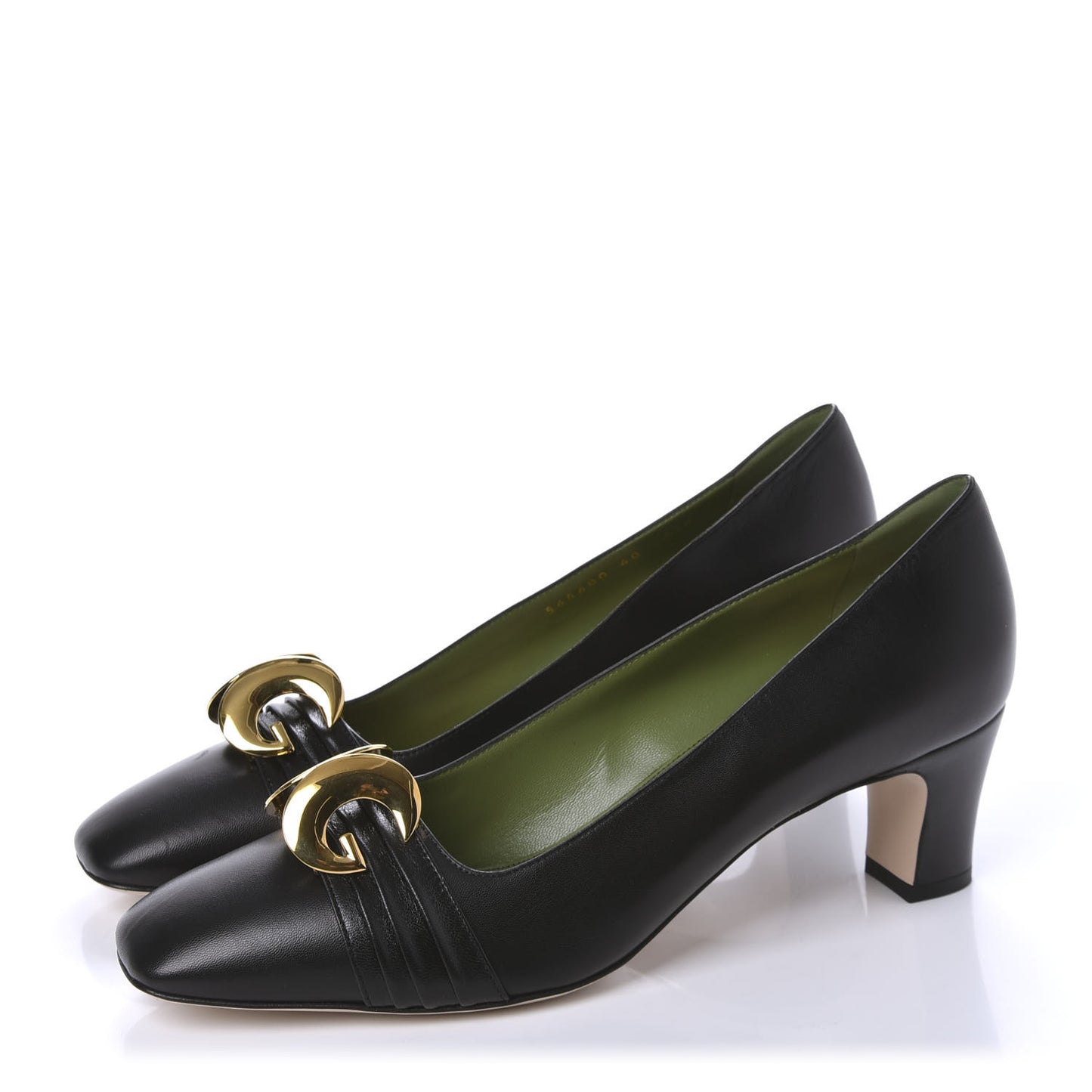 Malaga Kid Half Moon GG Square Toe Pumps 40 Black