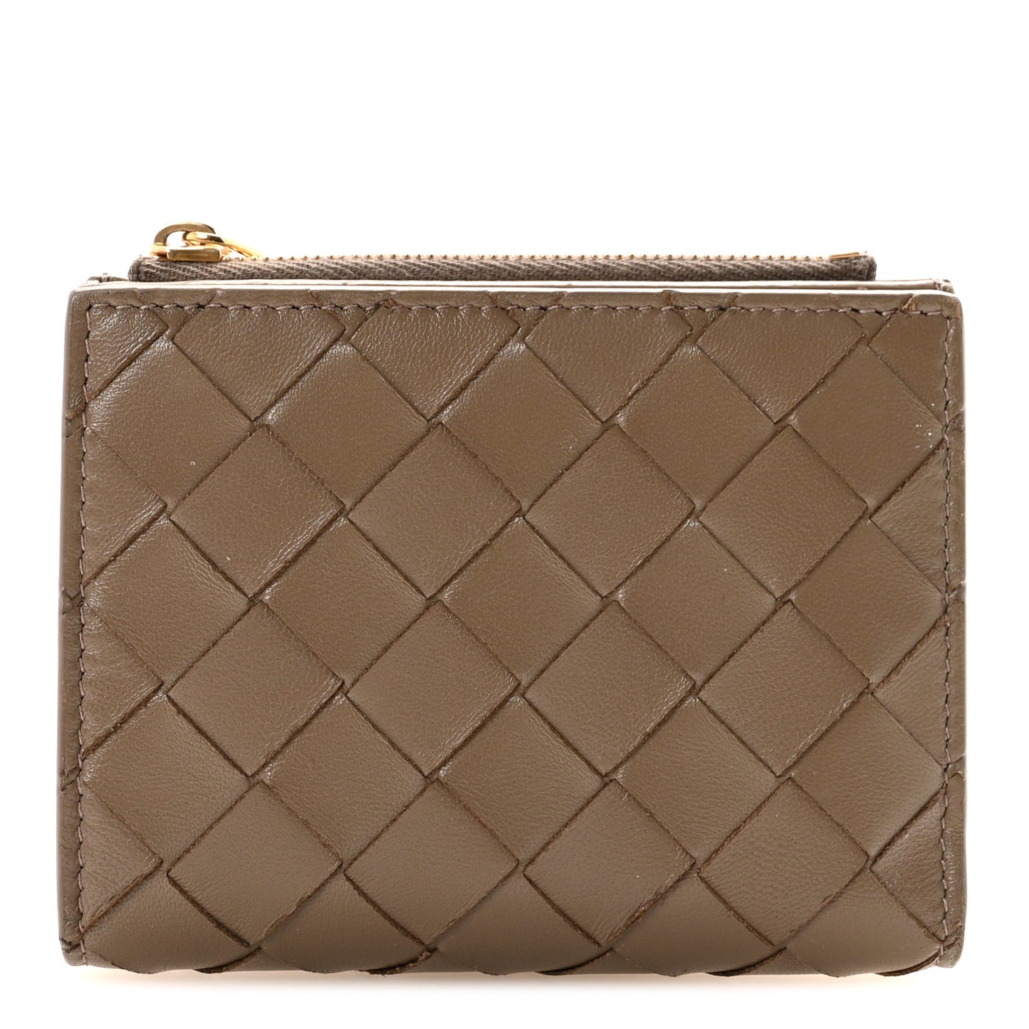 Nappa Intrecciato Small Bi-Fold Zip Wallet Pinecone