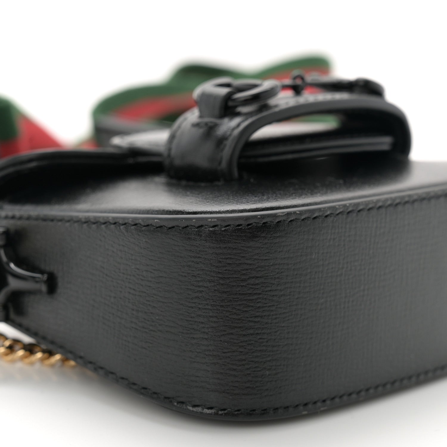 Gucci Azalea Calfskin Web Monochrome Horsebit 1955 Wallet On Strap Black 9 of 10