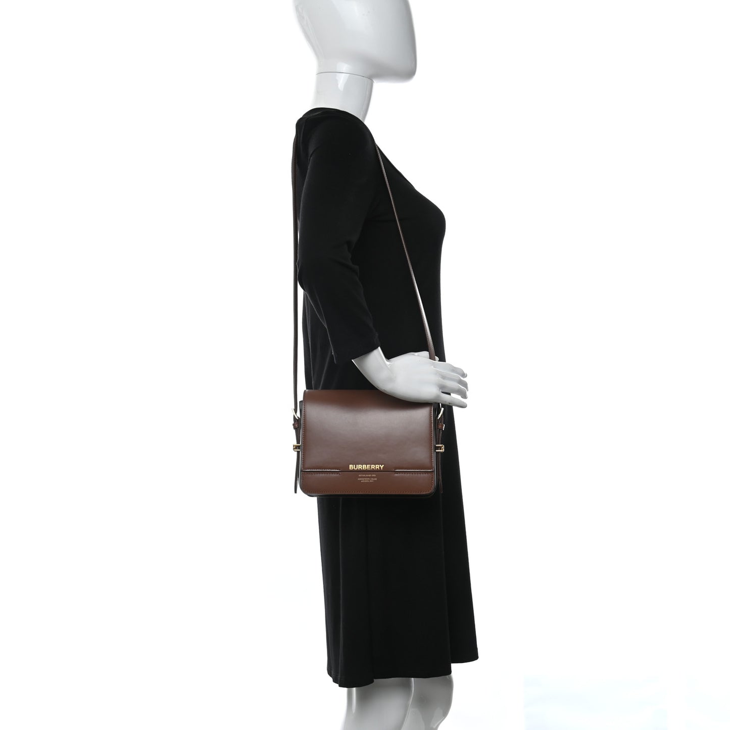 Smooth Calfskin Two Tone Small Grace Bag Malt Brown Black