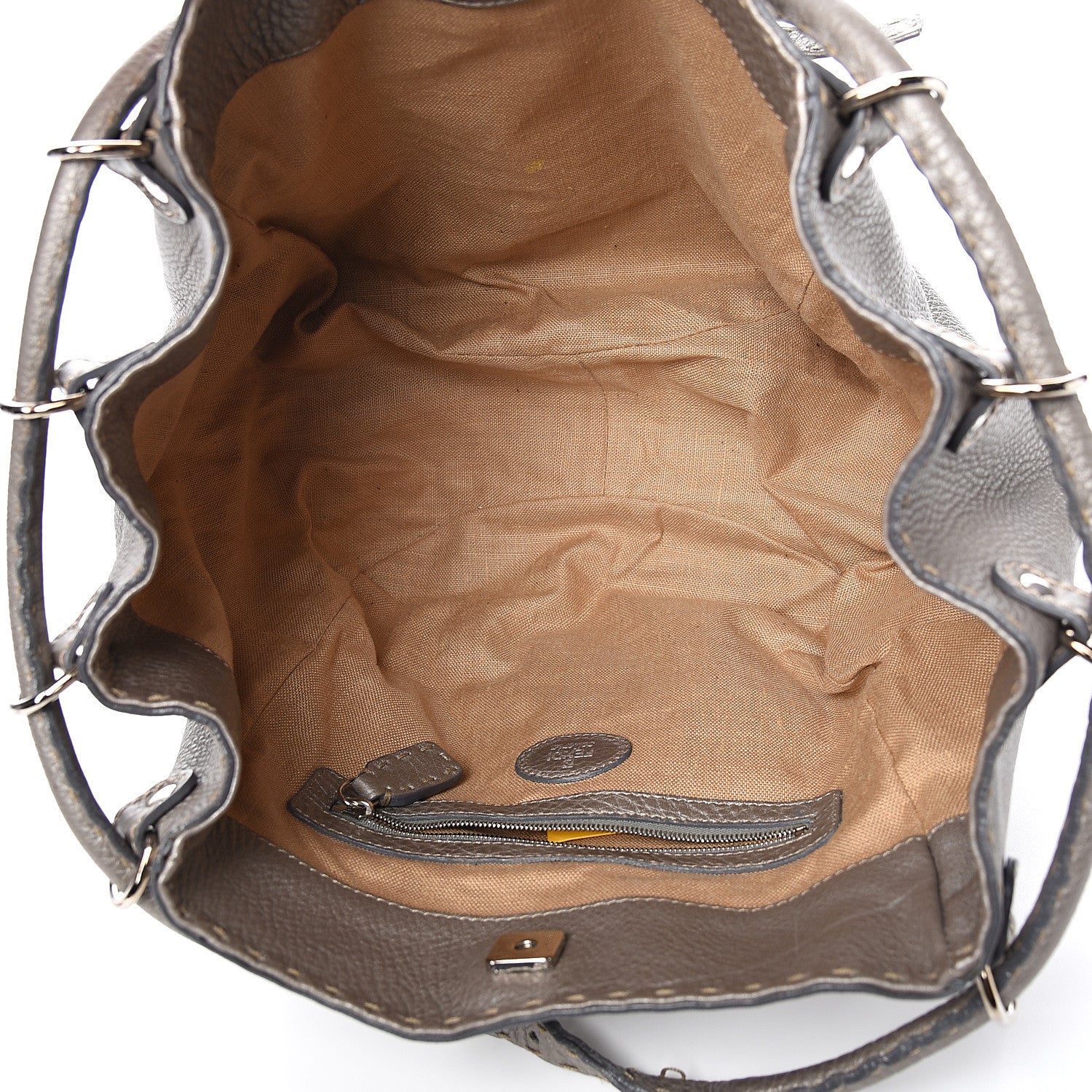 Fendi Cuoio Romano Selleria Small Bucket Peltro 4 of 11