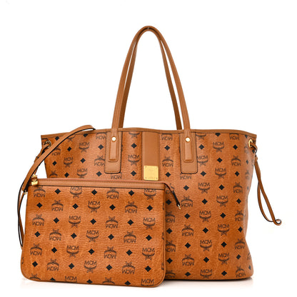 MCM Visetos Large Liz Reversible Shopper Tote Cognac 1 of 16