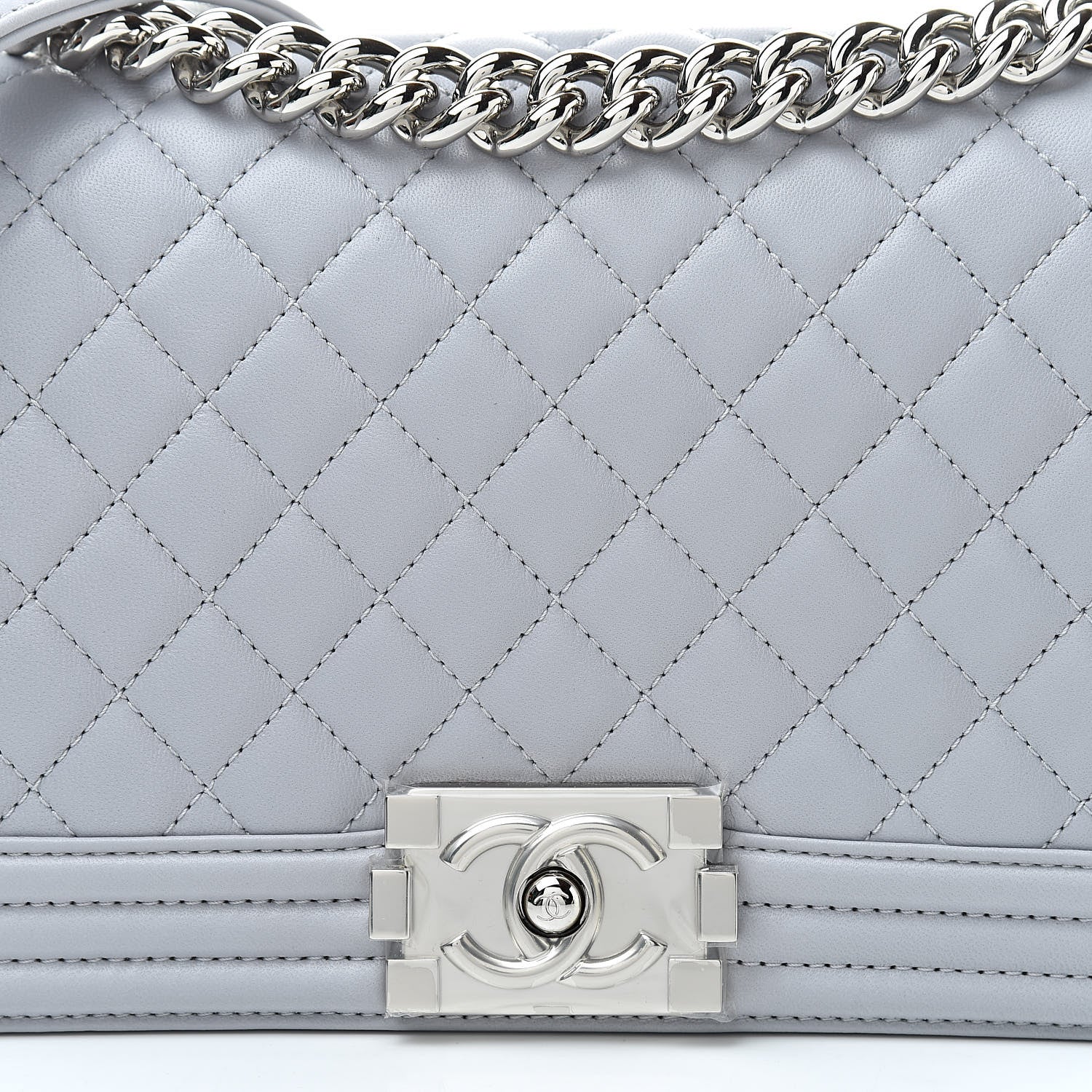 Chanel Lambskin Quilted Medium Boy Flap Grey 8 of 10