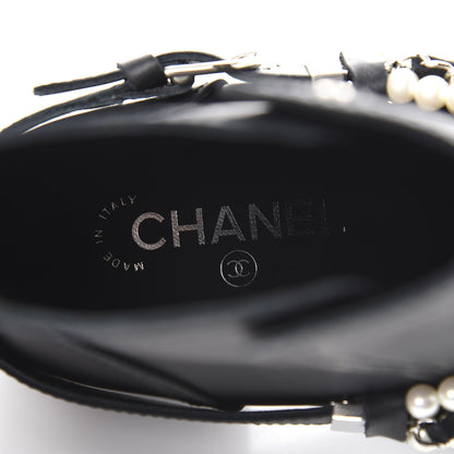 Chanel Calfskin Pearl Cap Toe Short Boots 39.5 Black 8 of 9