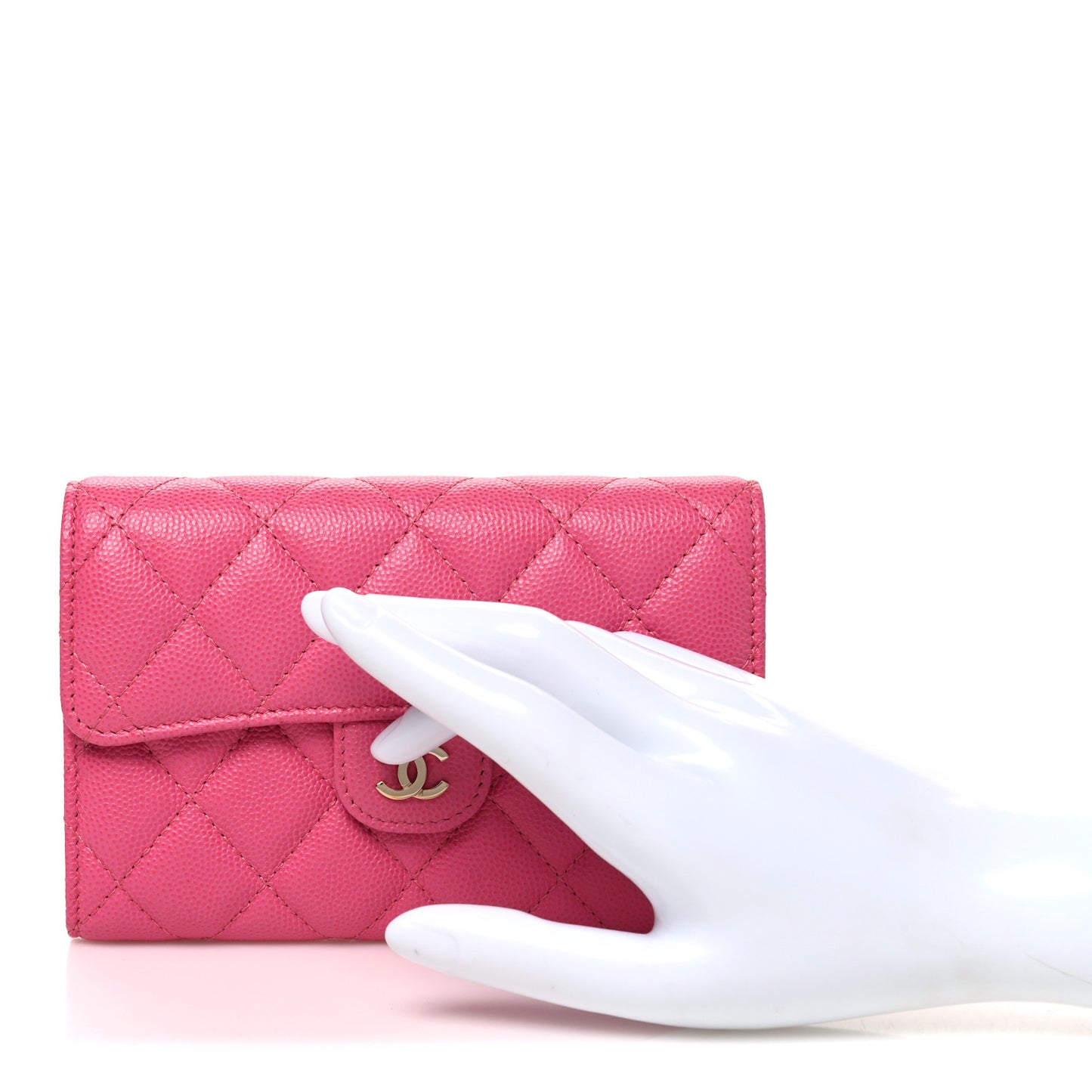 Caviar Quilted Medium Flap Wallet Pink