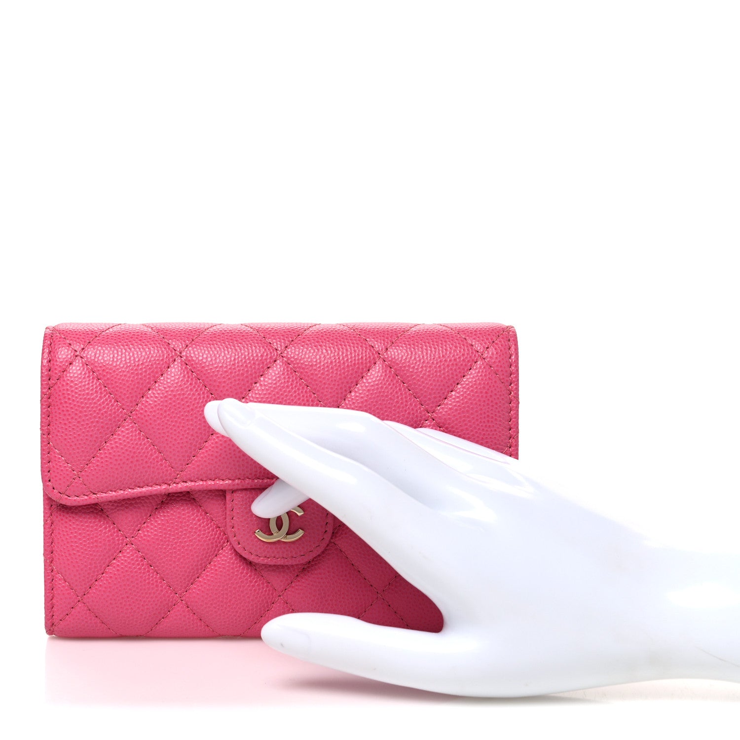 Chanel Caviar Quilted Medium Flap Wallet Pink 2 of 9