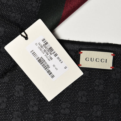 Gucci Wool Silk GG Monogram Web Verbier Fringe Scarf Black 5 of 5