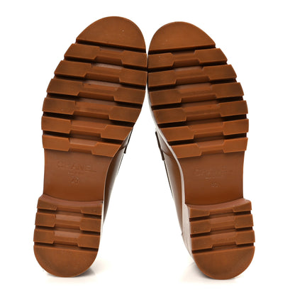 Chanel Calfskin Metal CC Loafers 40 Brown 6 of 8
