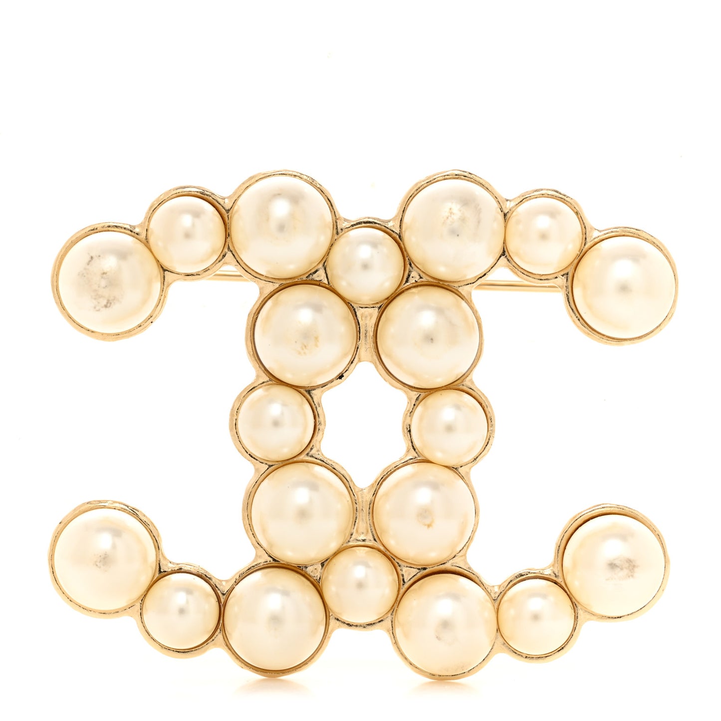 Pearl CC Brooch Gold Pearly White