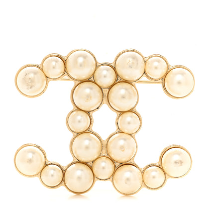 Chanel Pearl CC Brooch Gold Pearly White 1 of 4