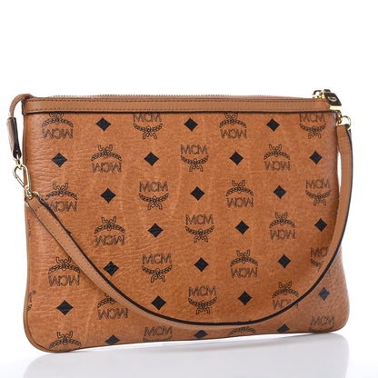 MCM Visetos Liz Shopper Tote Pouch Cognac 4 of 9