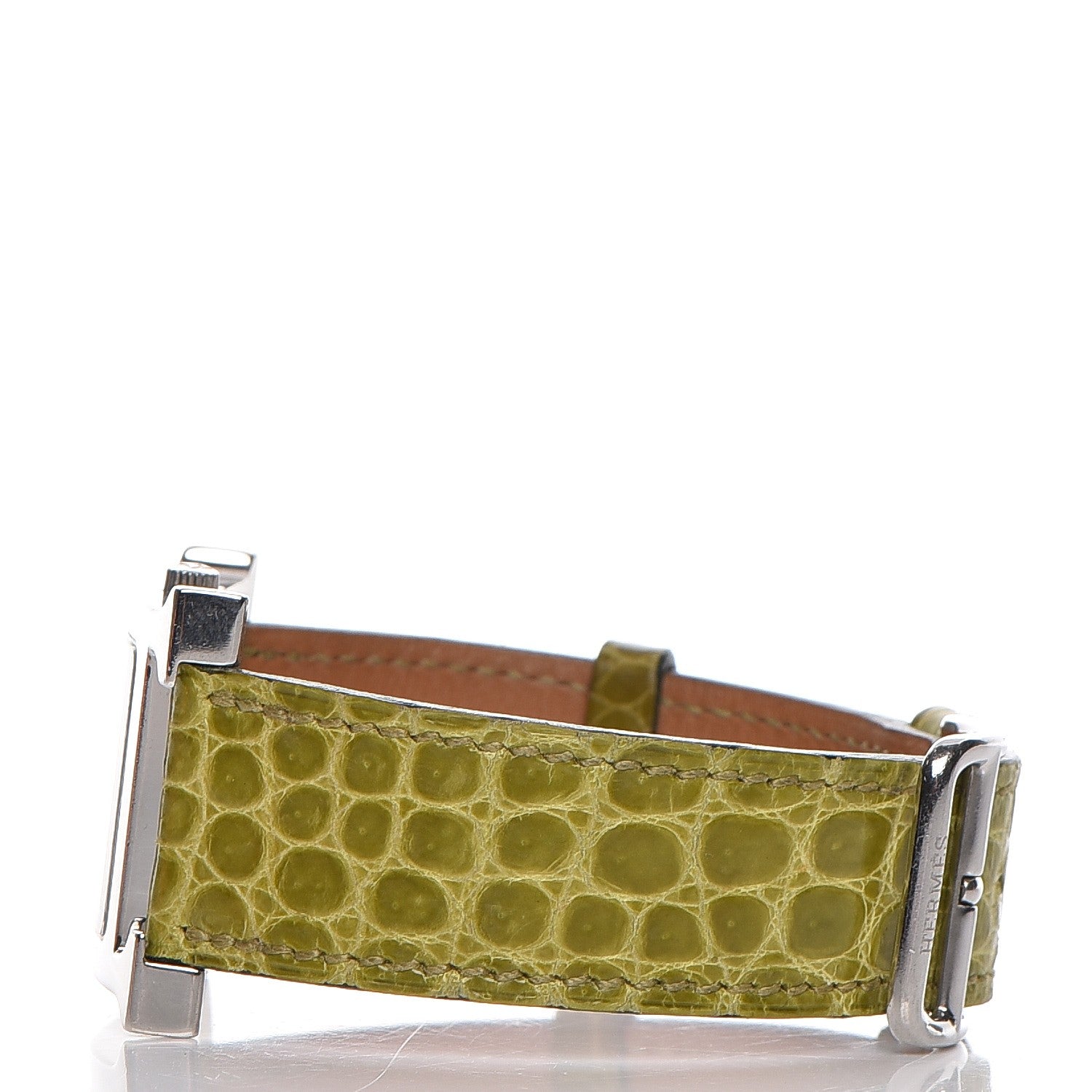 Hermes Stainless Steel Alligator 26mm Heure H Hour Quartz Watch Vert Anis 3 of 9