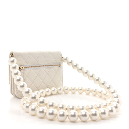 Chanel Calfskin Quilted Mini Maxi Pearls Wallet On Chain WOC White 3 of 12