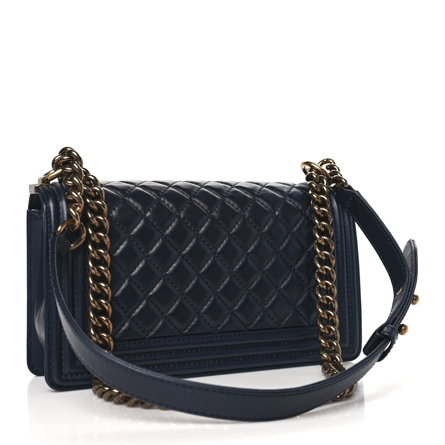 Chanel Lambskin Quilted Gripoix Medium Boy Flap Navy 3 of 10