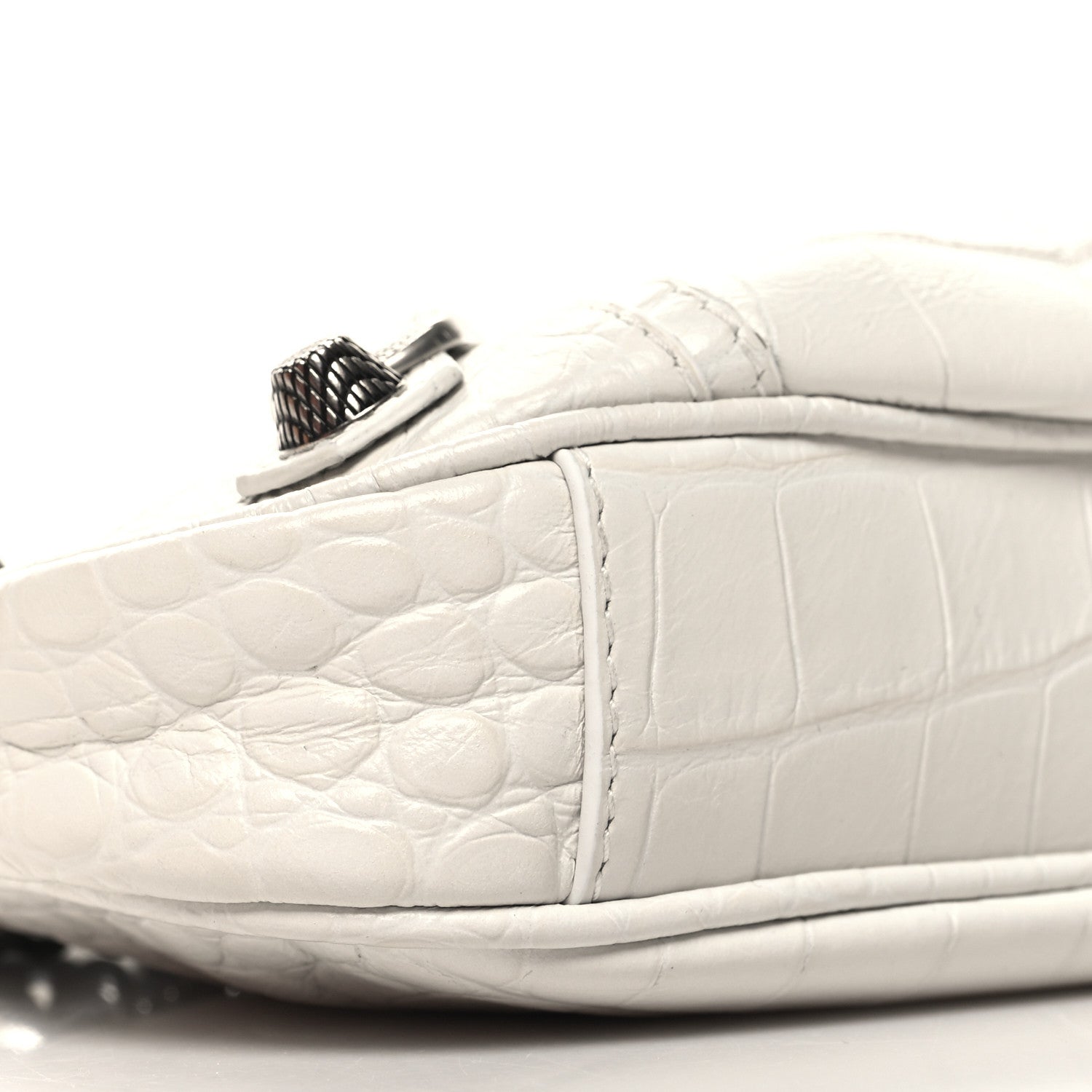 Balenciaga Extra Supple Calfskin Crocodile Embossed Le Cagole Mini Purse With Chain White 9 of 10