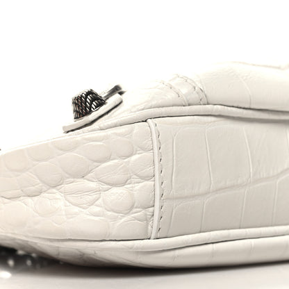 Balenciaga Extra Supple Calfskin Crocodile Embossed Le Cagole Mini Purse With Chain White 9 of 10