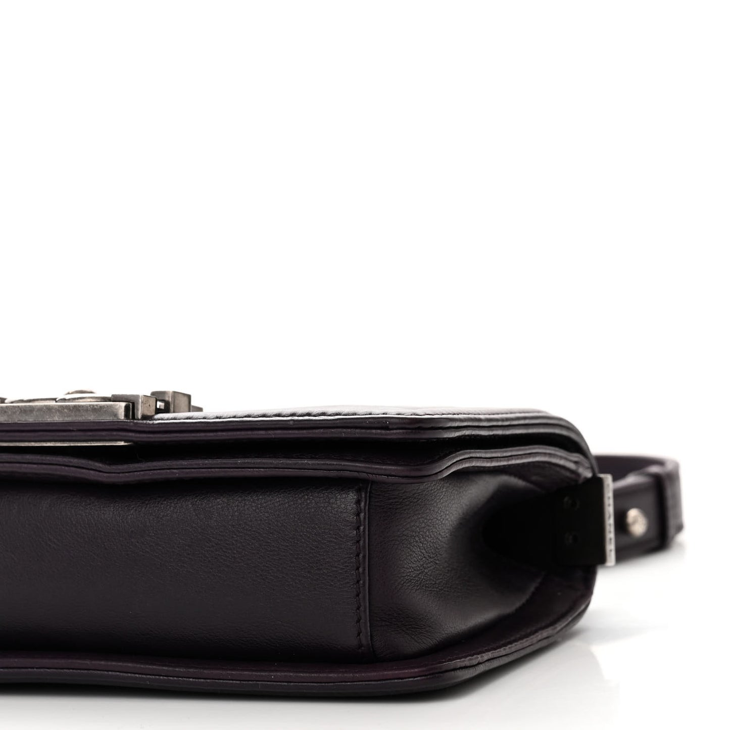 Calfskin Crystal Embossed Small Boy Flap Plum